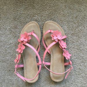 Pink Flower Strappy Sandals